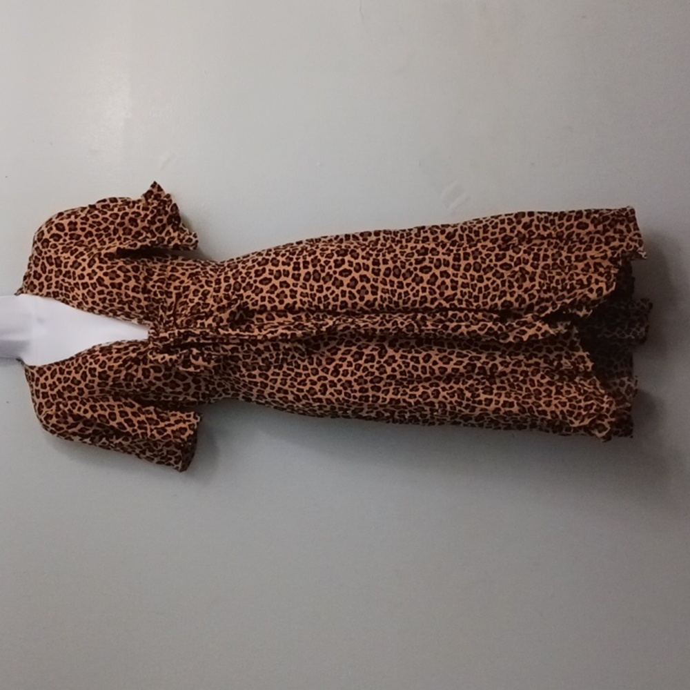 Sunny Girl size 8 women's leopard print brown/black high low midi length dress.